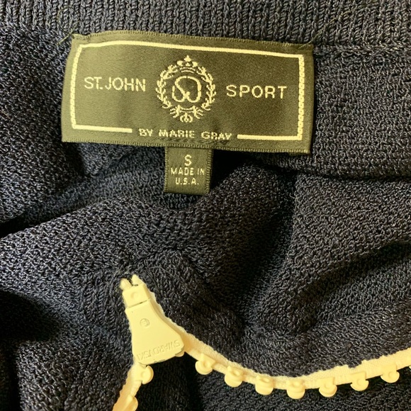 St.John Sport Swarovski Knit Pullover Zip Sweater Size Small - Picture 5 of 8